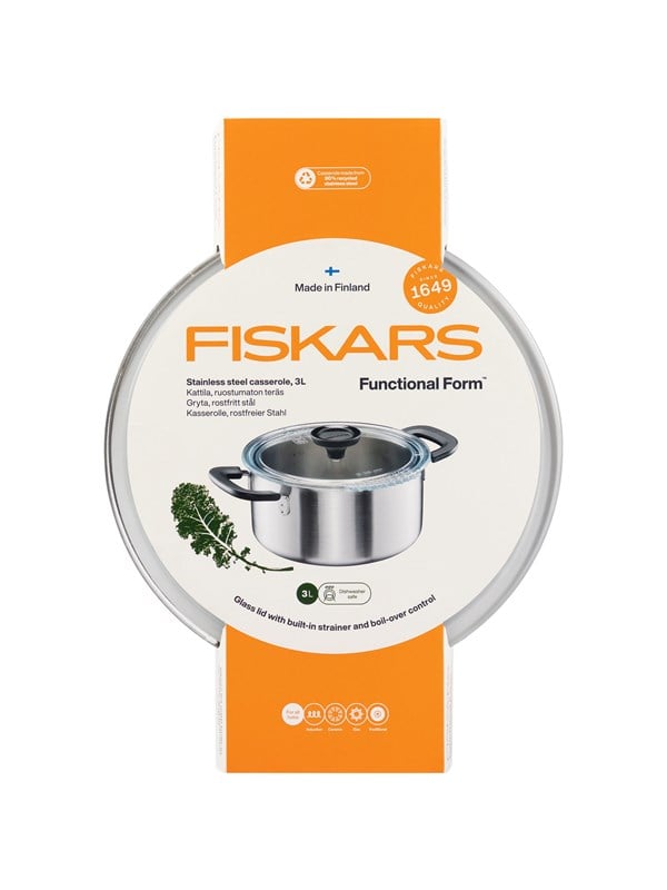 Fiskars - Functional Form - Gryde - Induktion - 3 L - Rustfrit Stål