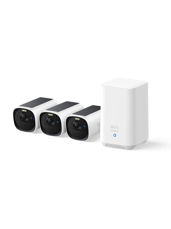 Eufy eufyCam E40 3-Cam Kit + HomeBase S280, IP-sikkerhedskamera, Udendørs, Kabel & trådløs, Væg, Sort, Hvid, Kugle (form)