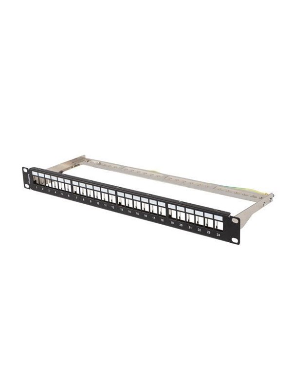 Lanberg Patch Panel Blank 24-Port 1U 19" FTP for Keystone Modules Black