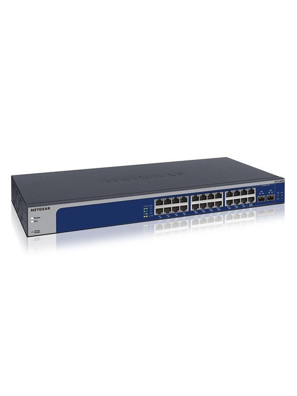 NETGEAR Easy Smart XS724EM - V2 - switch - smart - 24 x 100/1000/2.5G/5G/10GBase-T + 4 x 10 Gigabit SFP+ - desktop, monterbar på stativ - for NETGEAR AXM764 ProSafe AGM732F, AXM761, AXM762, AXM763, AXM764