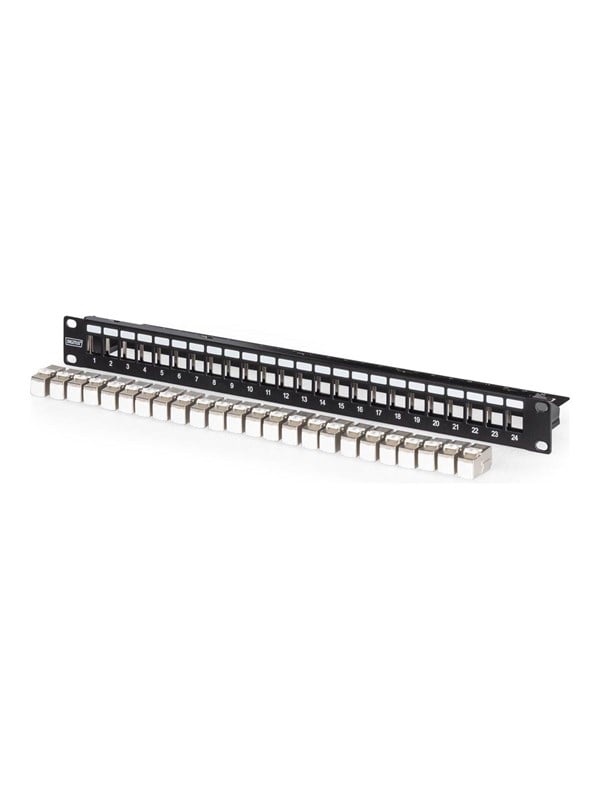 Digitus 24-port Patch Panel With 24x Cat6a Keystones Black Sort Cat 6a 1u