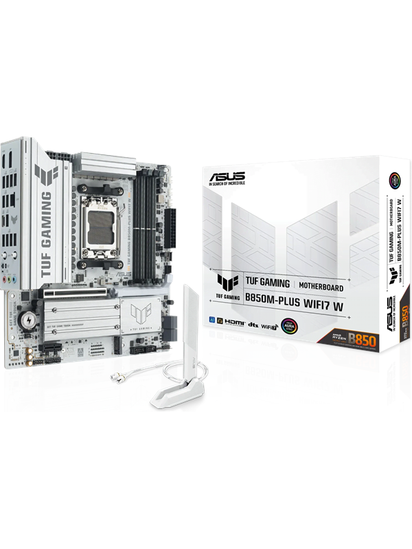 ASUS TUF GAMING B850M-PLUS WIFI7 W Bundkort - AMD B850 - AMD AM5 - DDR5 RAM - Micro-ATX billede
