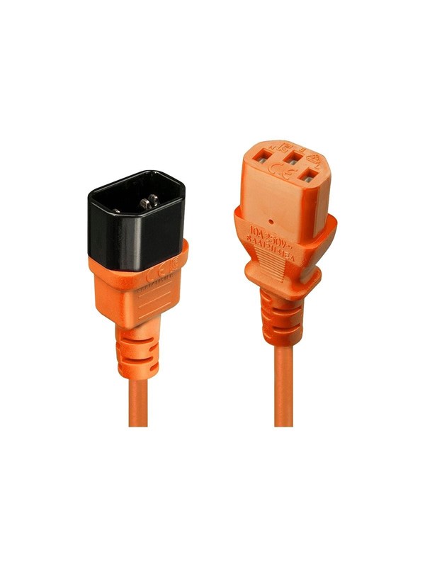 Lindy - Forlængerkabel til strøm - power IEC 60320 C13 til IEC 60320 C14 - 2 m - formet - orange