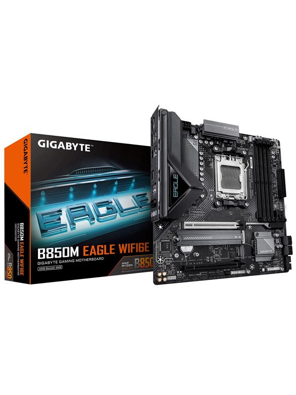 Gigabyte B850M Eagle WiFi 6E bundkort - AM5, DDR5 op til 8.200 MHz, PCIe 5.0 M.2, 2,5 GbE, USB 3.2 Gen 2