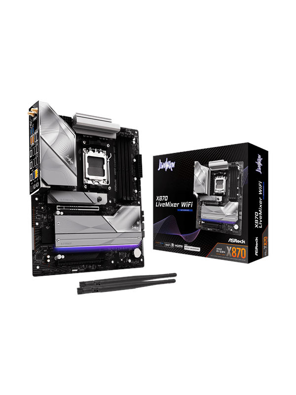 ASRock X870 LiveMixer WiFi ATX bundkort - Socket AM5, AMD X870