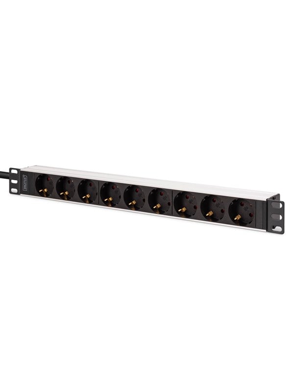 DIGITUS - Stikdåse (rackversion) - aluminium profil - AC 230 V - input: IEC 60320 C20 - output-stikforbindelser: 9 (DIN 49440) - 1U - 19 - 2 m ledning