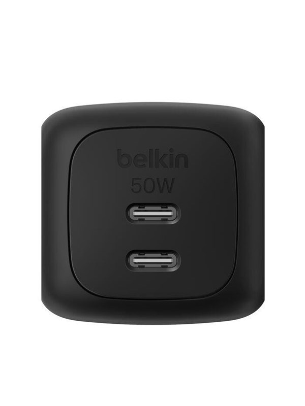 Belkin BoostCharge 50W Dual USB-C PD Wall Charger with PPS - Black