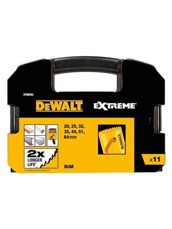 DeWALT DT90352-QZ, Sæt, Boremaskine, Metal, Plast, Træ, Metal, 20,25,32,35,44,51,64 mm, 11 stk