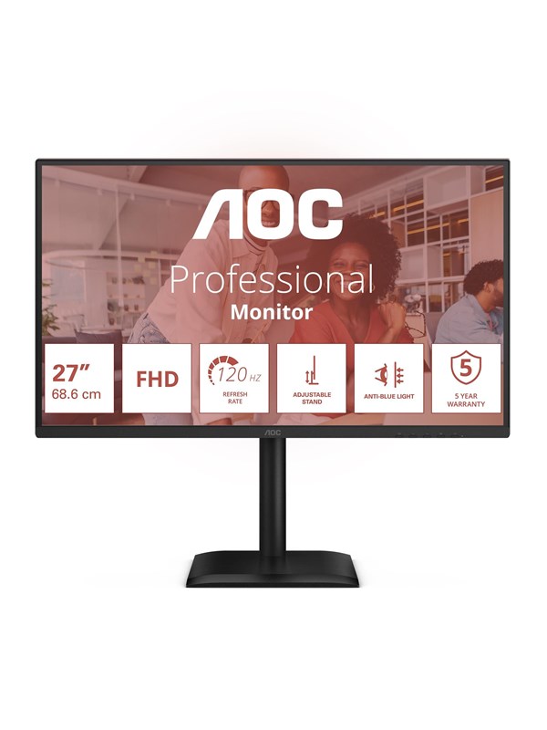 AOC 27E4U, 68,6 cm (27), 1920 x 1080 pixel, Fuld HD, LED, 4 ms, Sort