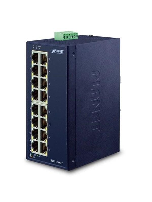 PLANET ISW-1600T Industrial 16-Port 10/100TX Fast Ethernet Switch