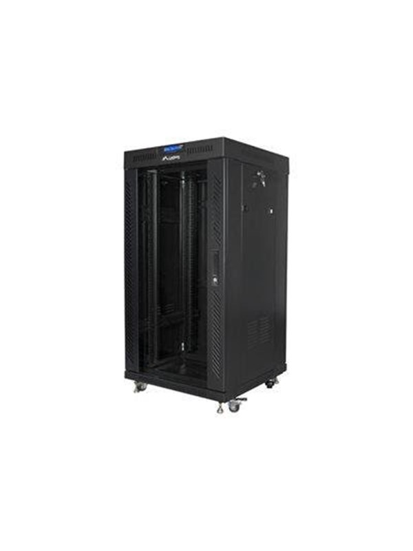 Lanberg FF01 series V2 - rack - 600 x 600 flat pack with glass door LCD - 22U