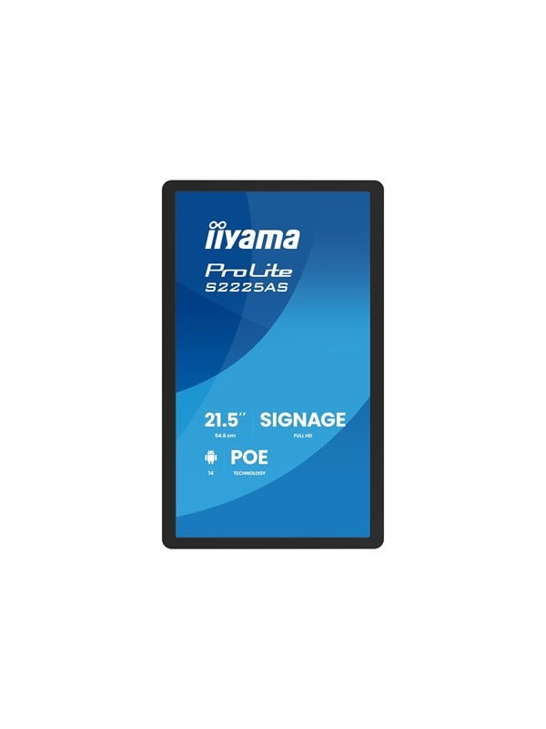 iiyama ProLite S2225AS-B1P 21,5" digital signage skærm - Full HD, 500 cd/m², Android, Wi‑Fi/PoE