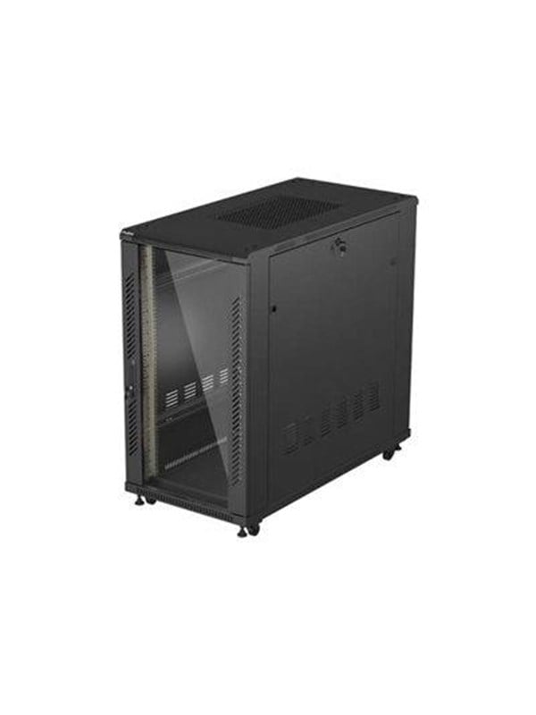 Lanberg FF01-6222-12B 22U fritstående rackskab med hærdet glasdør 600 x 1200 mm - sort