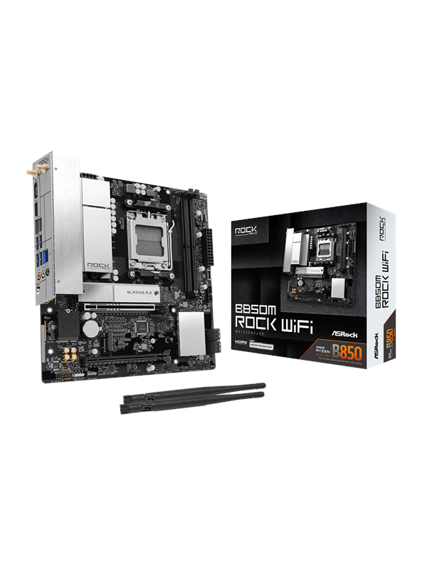 ASRock B850M Rock WiFi - micro ATX bundkort, Socket AM5, AMD B850