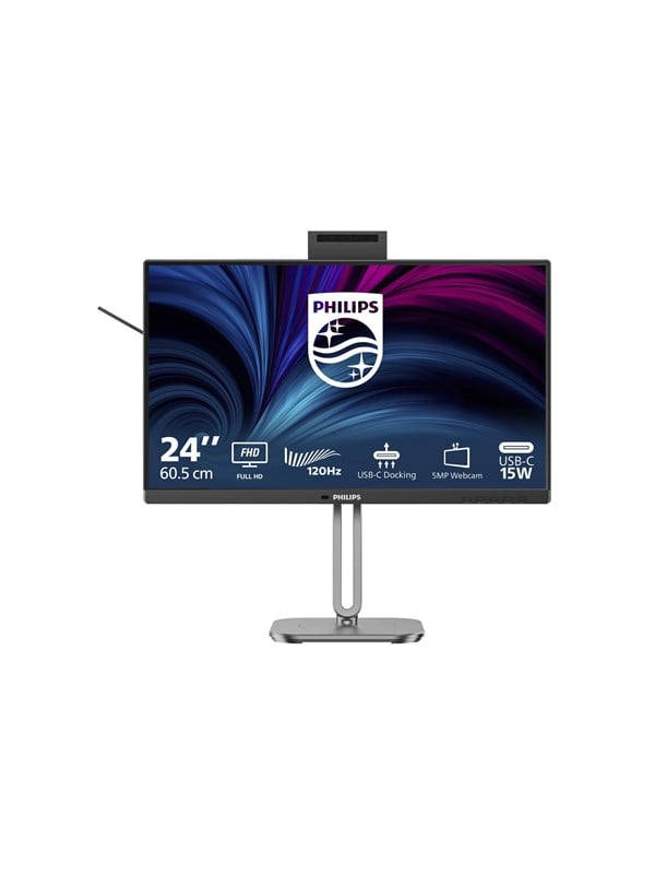 PHILIPS 23.8inch 1920x1080 120Hz IPS Flat H/A 150 MM USB C DOCKING DISPLAY 96W Daisy chain with 24B2N4200 TUV EyeSafe USB