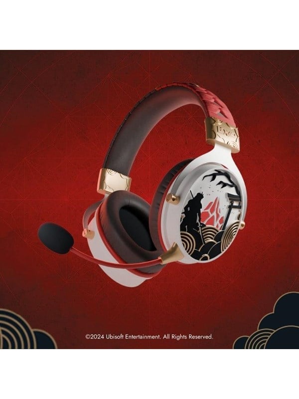 Lexip x Ubisoft Assassin's Creed Shadows - Headset - fuld størrelse - Bluetooth/2,4 GHz radiofrekvens - trådløs, kablet - 3,5 mm jackstik - sort, guld, rød, hvid