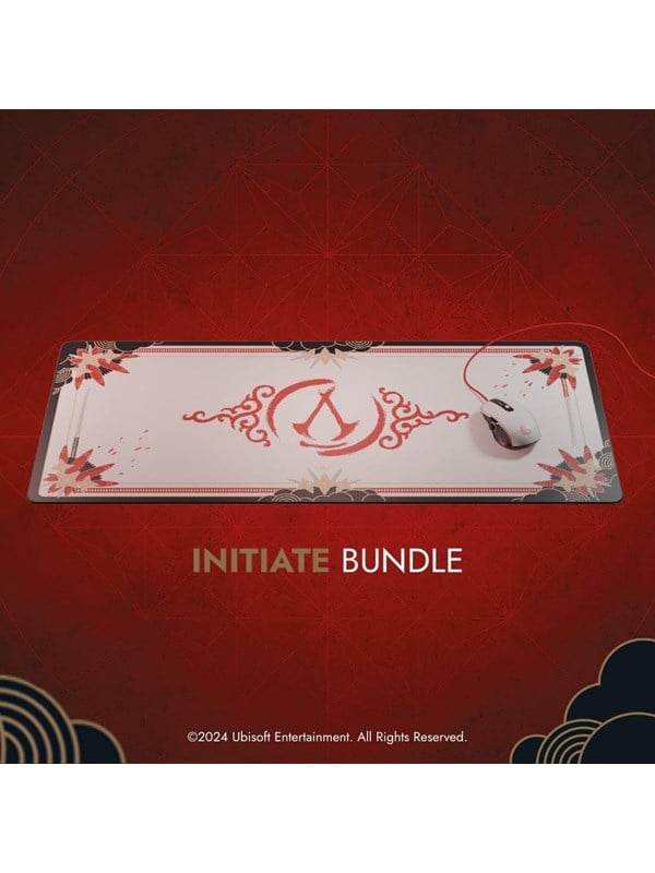 Lexip - Initiate Bundle - mouse - USB-A - black gold red white - with Ubisoft mouse pad and Assassin's Creed Shadows - Mus - 6 knapper - Guld