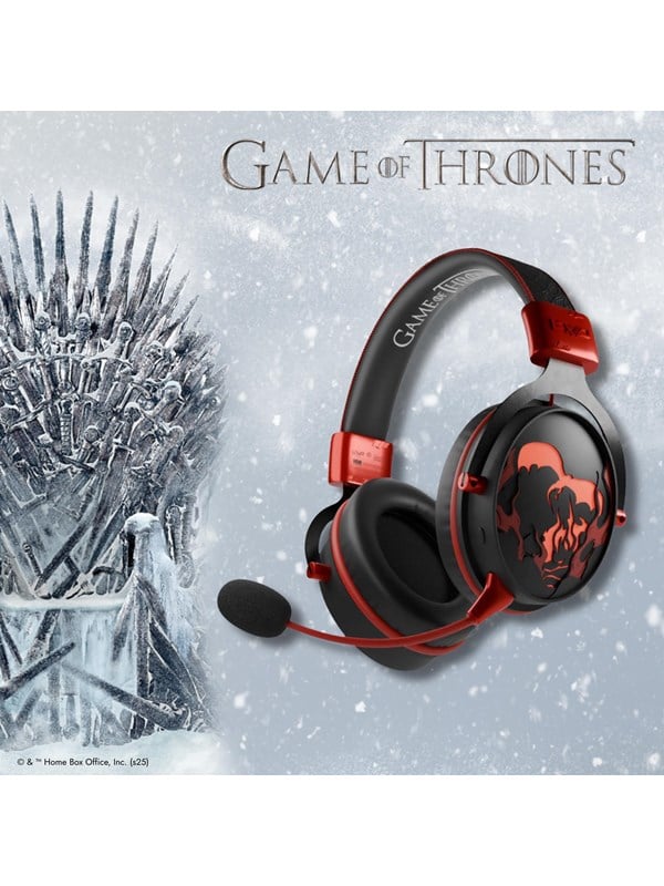 Lexip X Game of Thrones - Dragon - Headset - fuld størrelse - Bluetooth/2,4 GHz radiofrekvens - trådløs, kablet - 3,5 mm jackstik - sort, rød, guld
