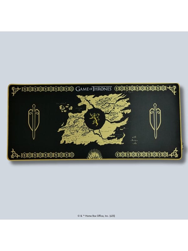 Lexip X TSUME - Musemåtte - fleksibel blød mikro-struktureret overflade - størrelse XXL - Lannister Game of Thrones - sort, gul