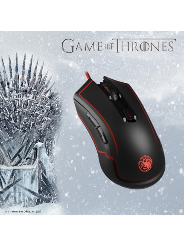 Lexip X TSUME - Targaryen Game of Thrones - mus - ceramic skates - højre- og venstrehåndet - optisk - kablet, trådløs - Wi-Fi - trådløs modtager (USB) - sort, rød