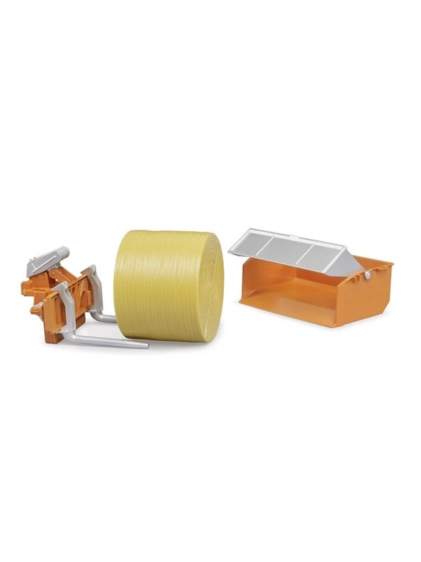 Bruder Accessories: Tractor loading box forks+1round bale