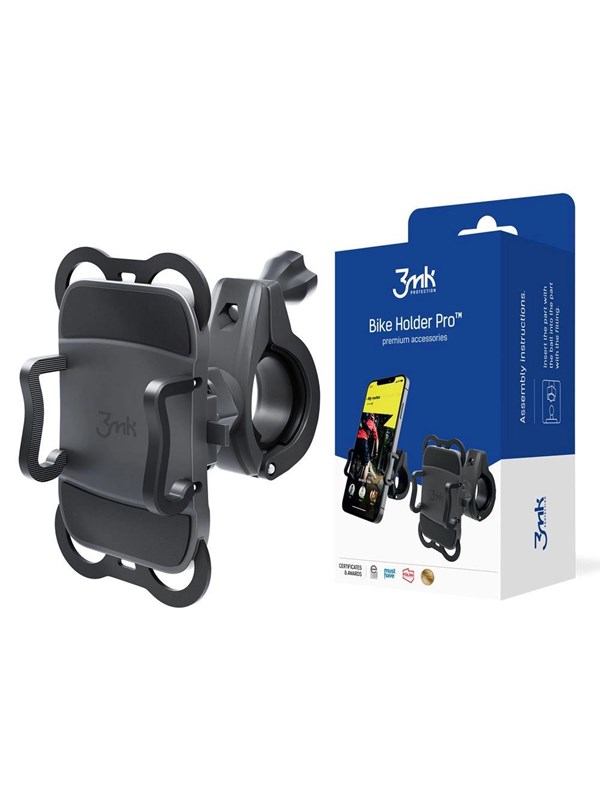 3MK Bike Holder Pro, Mobiltelefon/Smartphone, Passiv holder, Cykel, Cykel/Bil, Sort