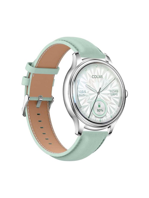 Colmi L28 Smartwatch (Sølv/Grøn + Grøn Læderrem) - 1.32", IP68