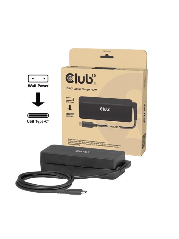 Club 3D CAC-1932 USBâC Laptop Charger 140W 1m