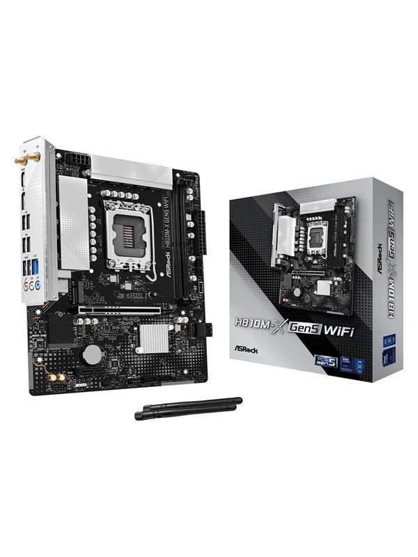 ASRock H810M-X Gen5 WiFi Bundkort - Intel H810 - Intel LGA1851 - DDR5 RAM - Micro-ATX