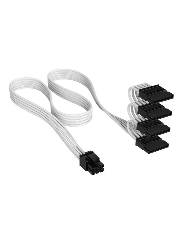 CORSAIR 6-pin intern strøm (male) - 15 pin Serial ATA strøm (female) Hvid Strømkabel