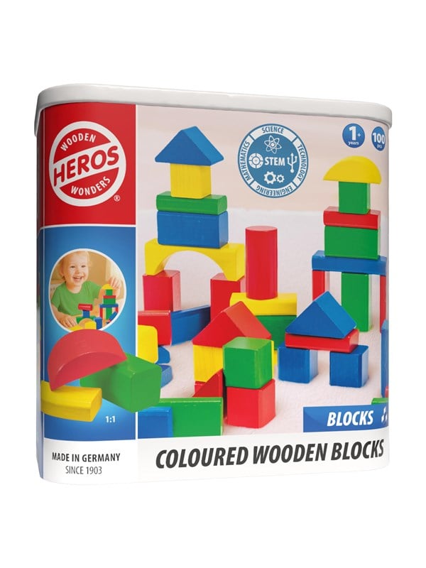 Heros Byggeklodser - Farvede træklodser, 100 brikker