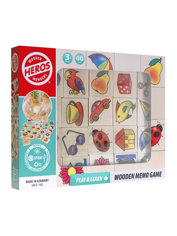 Heros Leg & lær - Træ-memospil med billeder, 40 brikker