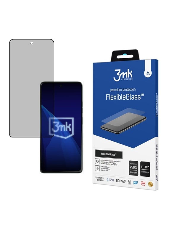 3MK FlexibleGlass, Motorola, Moto G75, Anti-bakteriel, Slagbestandig, Ridseresistent, Splintfri, Transparent, 1 stk