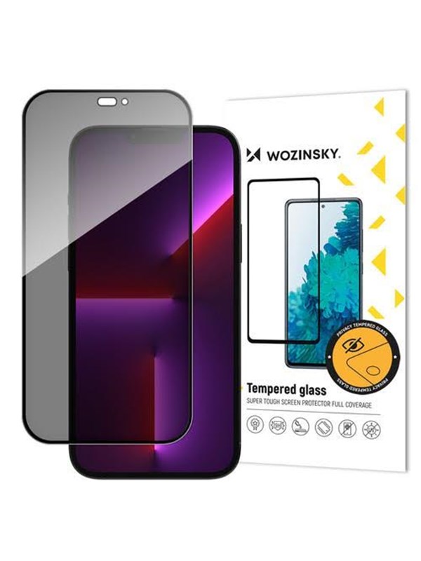 Wozinsky Privacy glass with Anti Spy filter for iPhone 15 Pro Privacy Glass - black