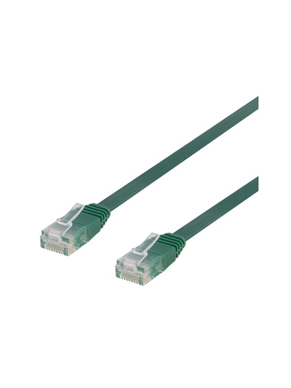 Deltaco TP-603G-FL - patch cable - 30 cm - green - Grøn - 0.3m