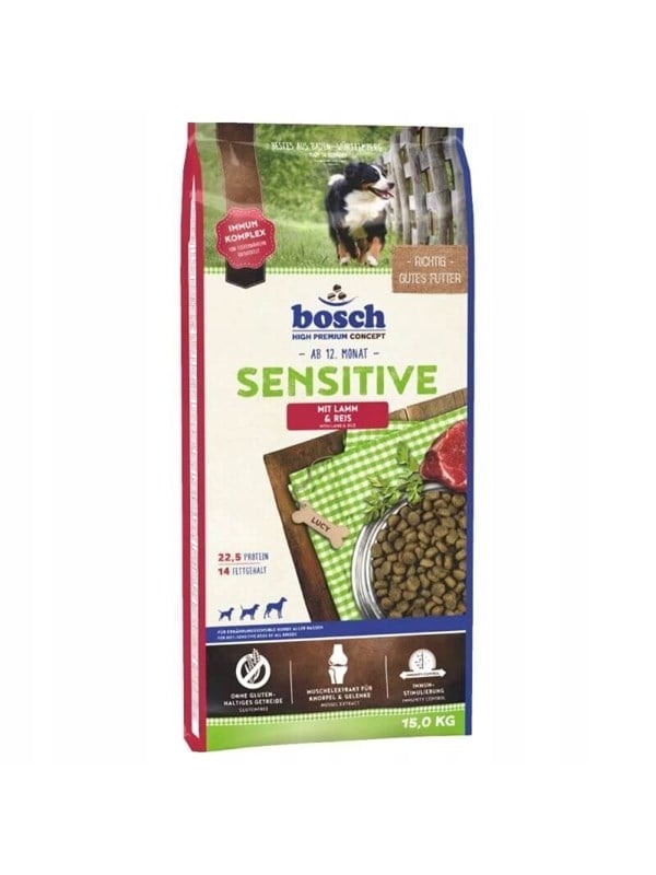 Hundefoder tørfodder Bosch Sensitive Lam & Ris - 15 kg