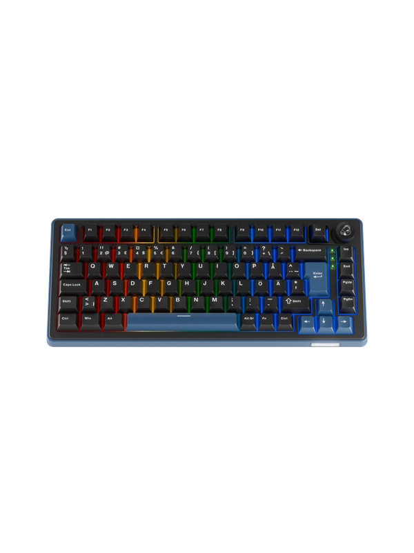 Ducky OK-M-75 - Black - 75% - KTT Linear - Nordic ISO - RGB - Tri-mode (Wireless, BT, USB) - DuckyHUB Config + VIA Support
