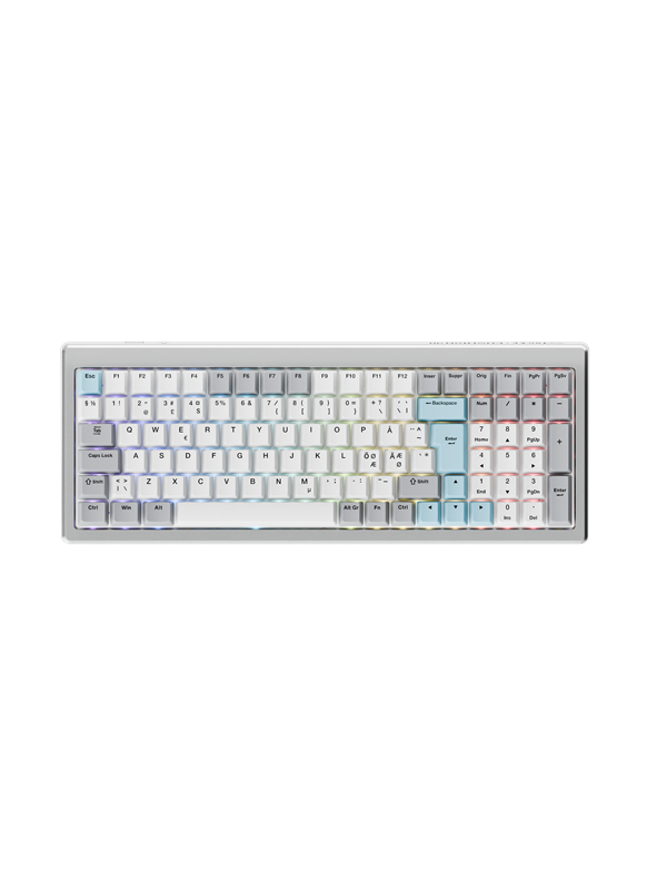 Ducky Cushion 98 Silver - Gaming Tastatur - Nordisk - Sølv