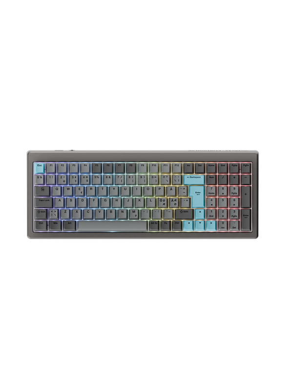 Ducky Cushion 98 Nickel - Gaming Tastatur - Nordisk - Grå