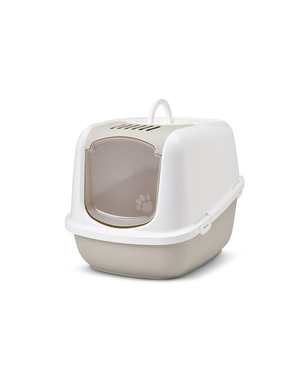 Savic Nestor Jumbo White - Coffee - covered cat litter box billede