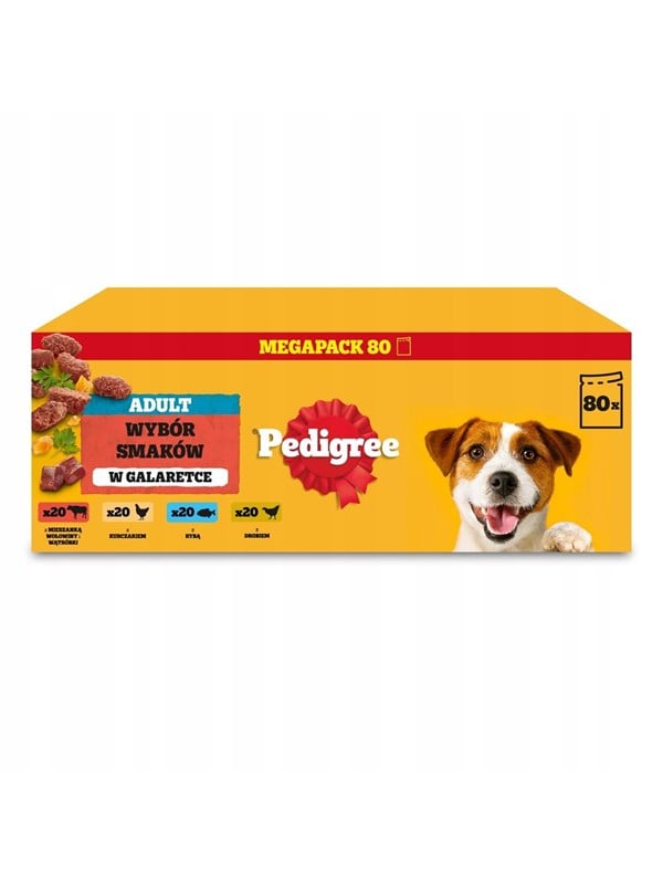 Pedigree Adult Selection of flavours in jelly - wet dog food - 80x100g billede