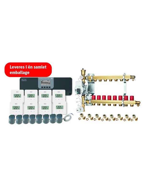 Roth Grab and Go gulvvarmepakke til 8 rum 230V med TouchLine styring & 15-60 cirkulationspumpe