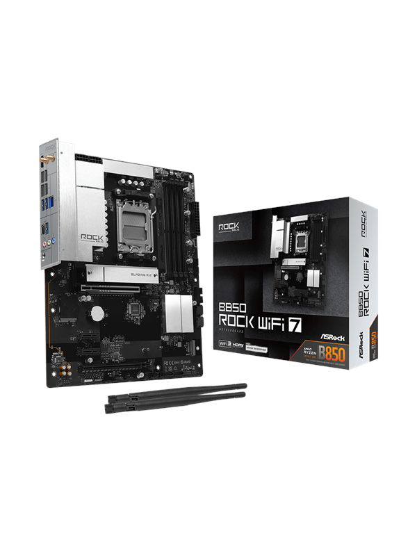 ASRock B850 Rock WiFi 7 Bundkort - AMD B850 - AMD AM5 - DDR5 RAM - ATX