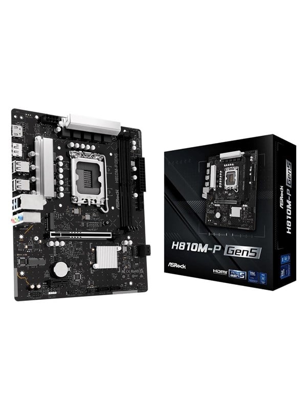 ASRock H810M-P Gen5 Bundkort - Intel H810 - Intel LGA1851 - DDR5 RAM - Micro-ATX