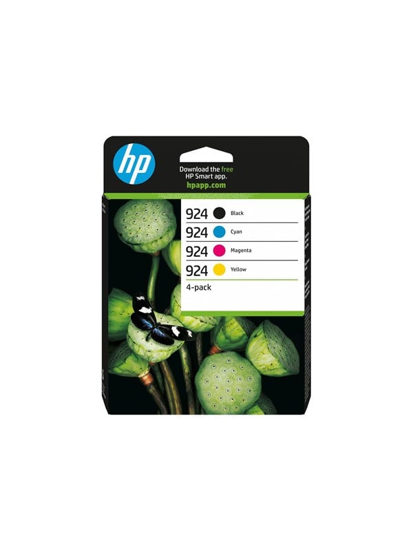 HP 924 4-Pack CMYK(4) Original Sort, Cyan, Magenta, Gul 500 sider Blæk