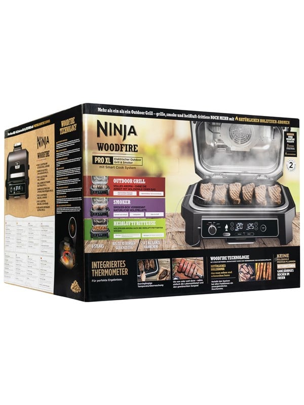 Ninja OG850EU Woodfire PRO XL elektrisk BBQ grill og rygekasse Sort/Grå