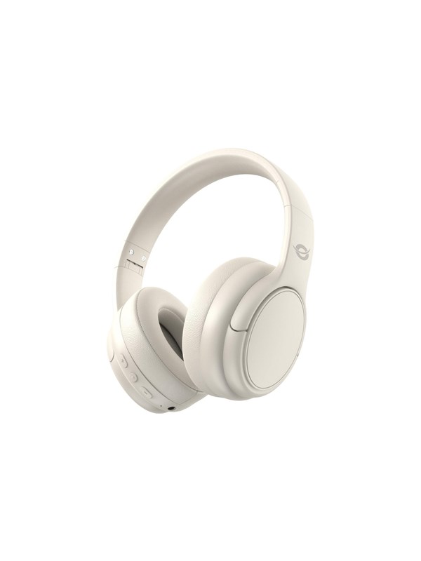 Conceptronic stereo headset med Bluetooth 5.4, mikrofon, foldbart, 30 timer - hvid