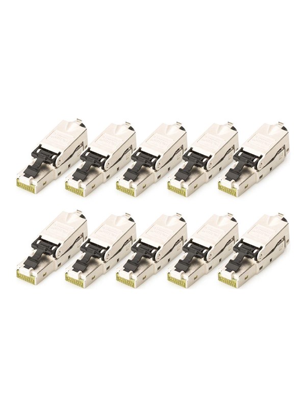 DIGITUS - Netværk-konnektor - RJ-45 (han) - STP - 5 - 9 mm - CAT 6a - IEEE 802.3at - støvhette, 10 Gigabit Ethernet, PROFINET (pakke med 10)
