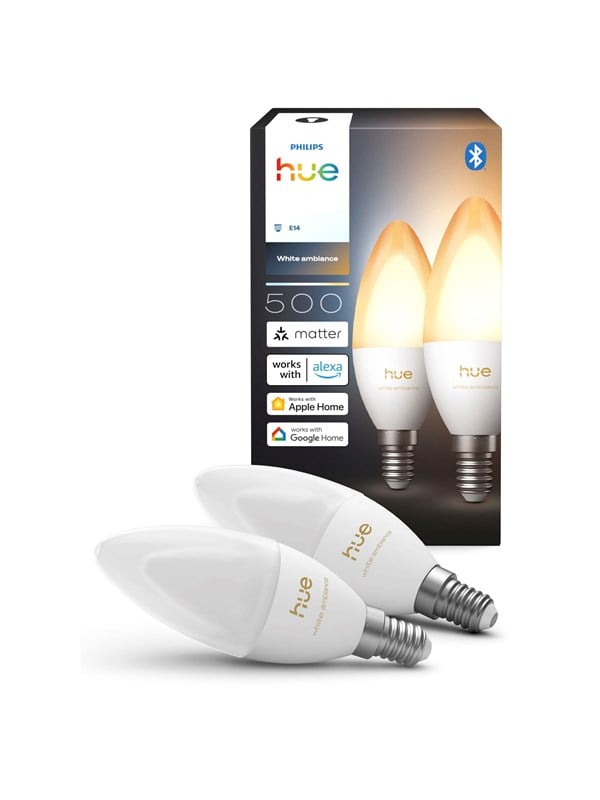 Philips Kerte - E14 pære - White ambiance - 2-pak