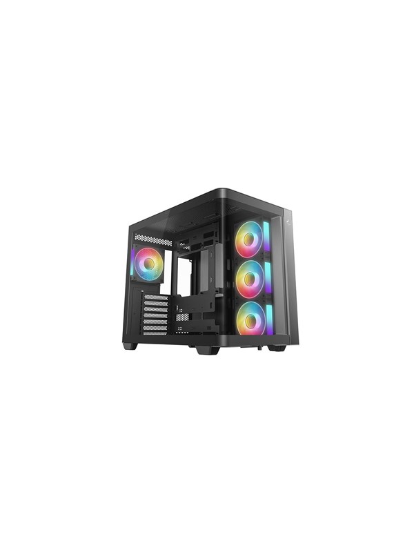 DeepCool CG530U 4F - Mid tower - ATX - sidepanel med vindue (hærdet glas) - ingen strømforsyning (ATX / PS/2) - sort - USB/Lyd